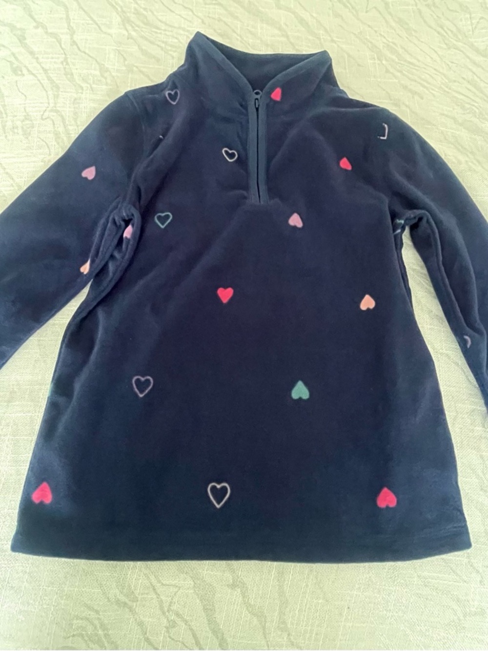 OshKosh B'gosh Navy Quarter-Zip Fleece Pullover with Multi-Color Hearts